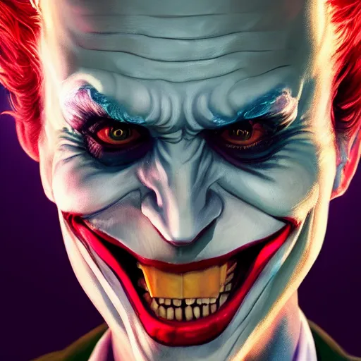 Prompt: a portrait of the joker, huggy wuggy from poppy playtime video game, fullbody, ultra high detailed, oil painting, greg rutkowski, charlie bowater, yuumei, yanjun cheng, unreal 5, daz, hyperrealistic, octane render, rpg portrait, dynamic lighting, fantasy art, beautiful face