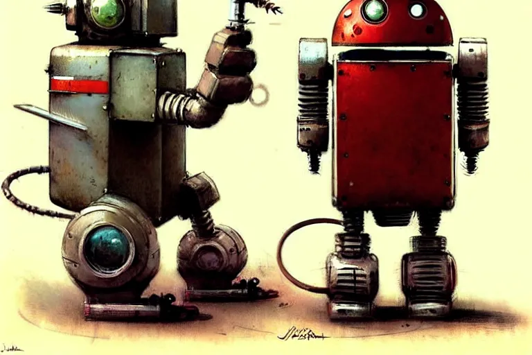 Image similar to adventurer ( ( ( ( ( 1 9 5 0 s retro future robot android rat digging machine. muted colors. ) ) ) ) ) by jean baptiste monge!!!!!!!!!!!!!!!!!!!!!!!!! chrome red