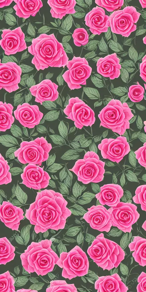 Image similar to seamless pattern of beautiful roses with leaves and throns, colourful, symmetrical, repeating 35mm photography