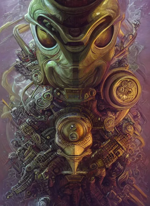 Prompt: nintendo spaceship mf doom reptile eyes, cosmic lsd poster art, intricate, elegant, highly detailed, centered, digital painting, artstation, concept art, smooth, sharp focus, illustration, artgerm, tomasz alen kopera, peter mohrbacher, donato giancola, joseph christian leyendecker, wlop, frank frazetta