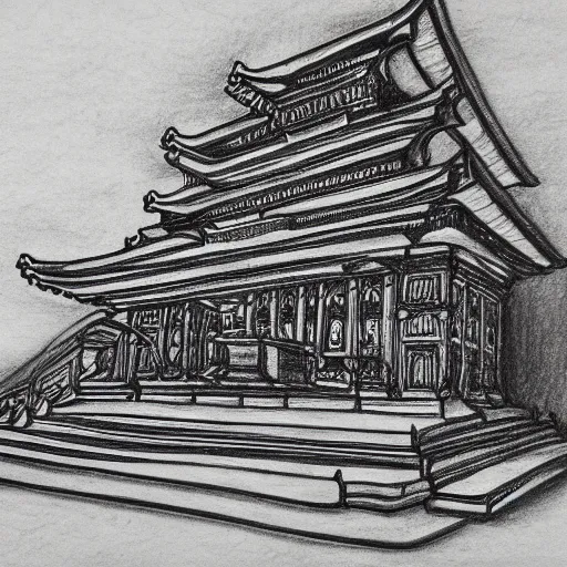 Image similar to temple as a pencil drawing