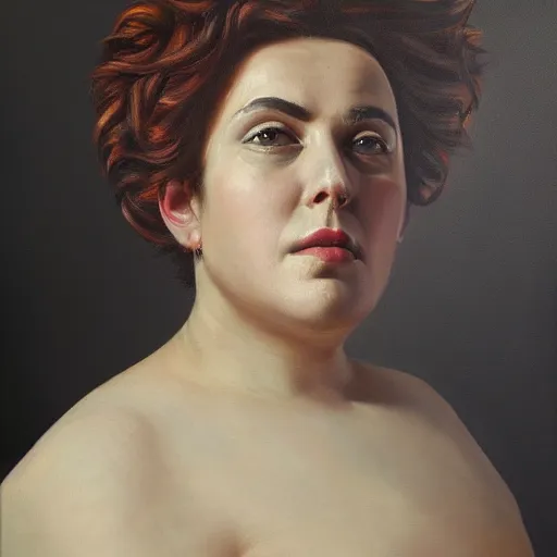 Prompt: A portrait of a powerful and stout attractive non-binary person, oil painting, majestic, detailed, high resolution