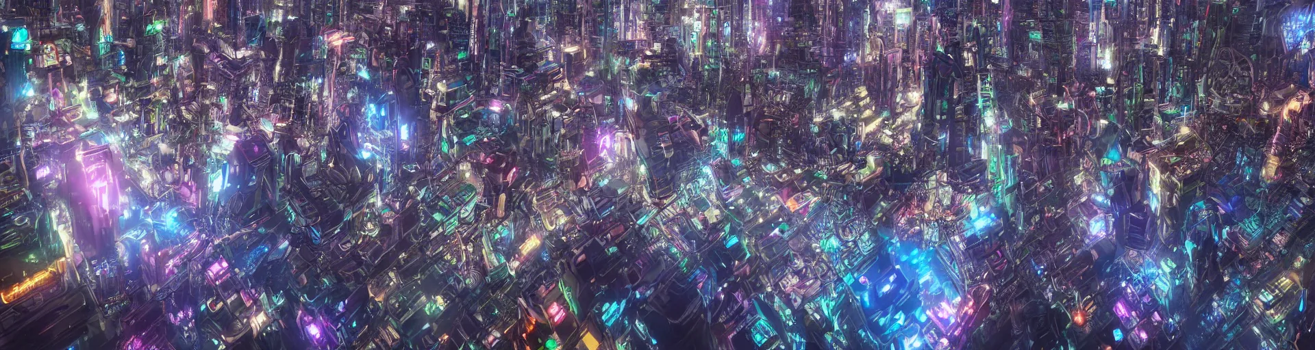 Prompt: beautiful cybernetic and futuristic city, in style of Agnus McKie, Intricate Details, 8k resolution post-processing, vibrant colors, epic, awe, smooth