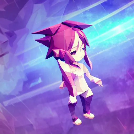 Prompt: anime style, low poly, high resolution textures, hide geometry, smooth shadows, isometric view, 1 6 bit colors, made in rpg maker, chibi girl, volumetric lighting, fantasy, hyper realistic, by riot games artist, from league of legends, arcane netflix, backlit