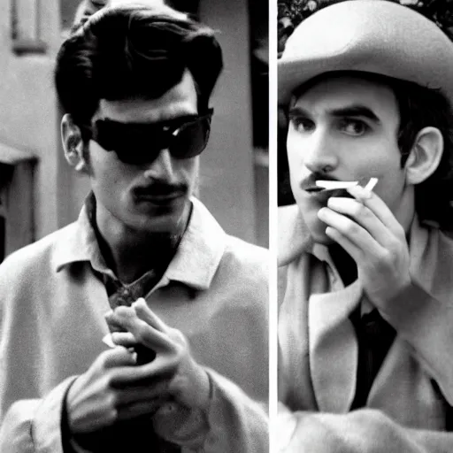 Prompt: Mario smoking in a french new wave film aesthetic