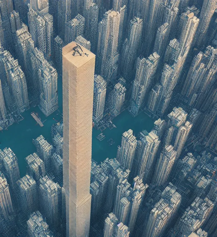 Image similar to beautiful isometric fractal totem in hong kong, shot from drone, trending on artstation art by zdzislaw beksinski, highly detailed, cg society contest winner