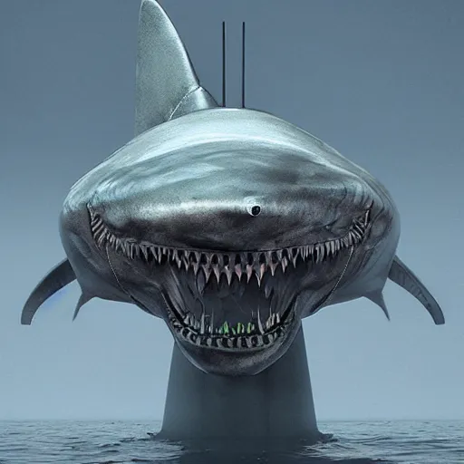 Image similar to robotic shark, artstation, cry engine, 3 d sculpture, unreal engine, junji ito, beksinski