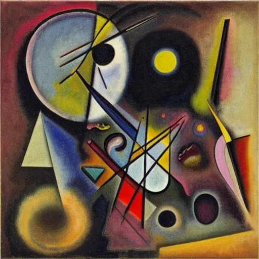 Prompt: Painting by Wassily Kandinsky and H. R. Giger