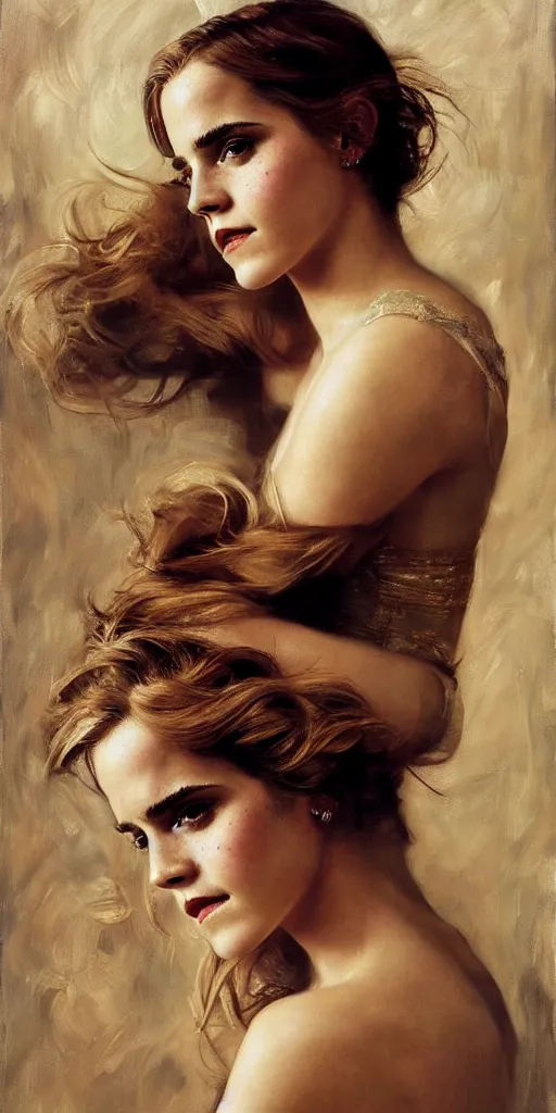 Image similar to emma watson happy detailed portrait painting by gaston bussiere craig mullins j. c. leyendecker photograph by richard avedon peter lindbergh annie leibovitz