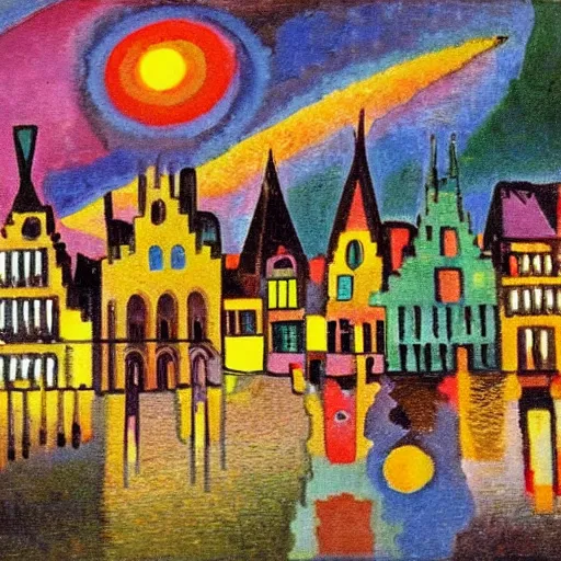 Image similar to night time in ghent by kandinsky