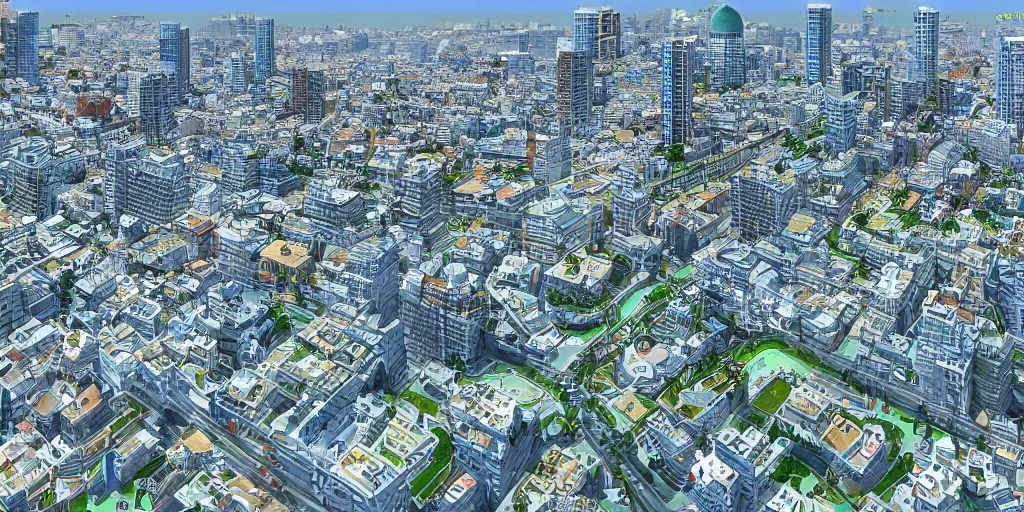 Prompt: tel aviv. 2 d computer graphics