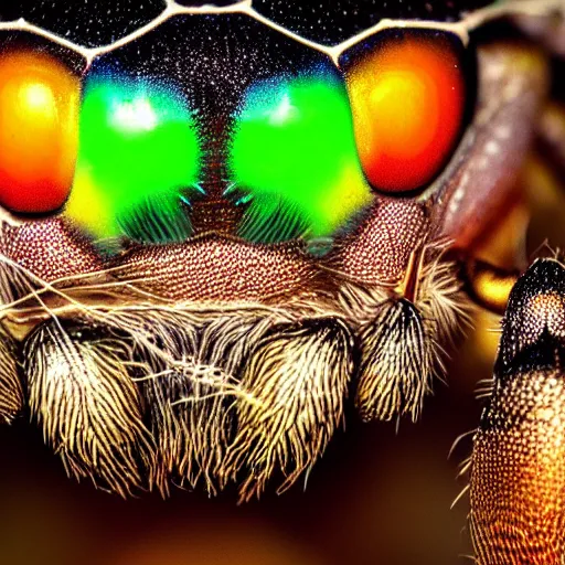 Image similar to a realistic head of a spider, photography 500px, close up.