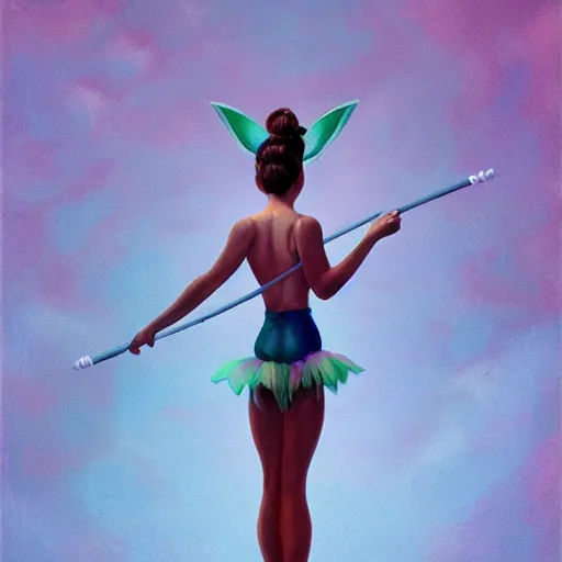 Prompt: A beautiful poledancing fairie, symmetrical features, cinematic lighting, soft bokeh, fantasy, modern, colourful, highly detailed, digital painting, artstation, deviantart, concept art, sharp focus, illustration, by Edward Hopper and Rene Magritte