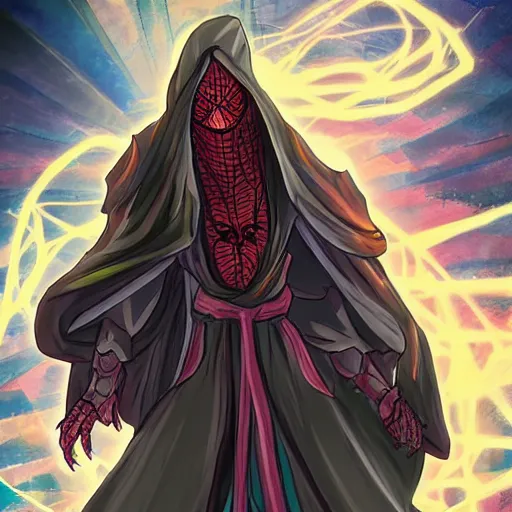 Prompt: spider mage in a fantasy world in an anime art style