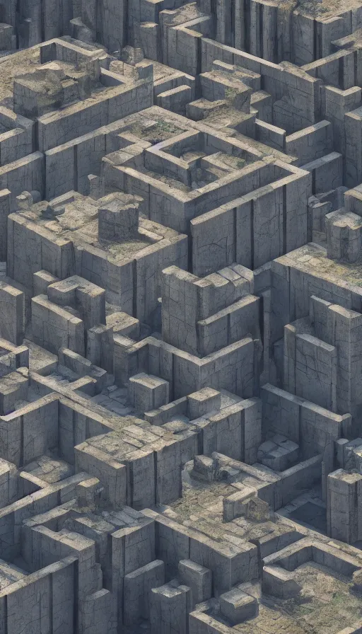 Image similar to a surrealistic oil painting of brutalism rock fractals in style of old soviet town, grimdark, 4k, ultra detail, volumetric lighting, unreal engine, octane render