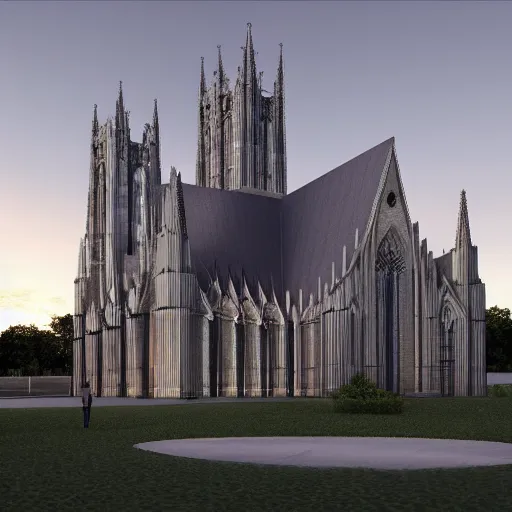 Prompt: A maze-like cathedral exterior, 3d, studio lighting