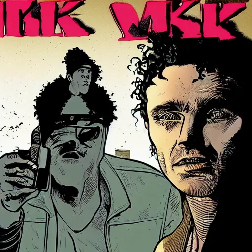 Image similar to mikky ekko, graphic novel, detailed, in the style of Geoff Darrow and Frank Miller