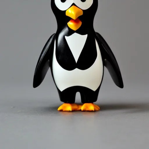 Image similar to anthro penguin in a black suit, vinyl toy figurine