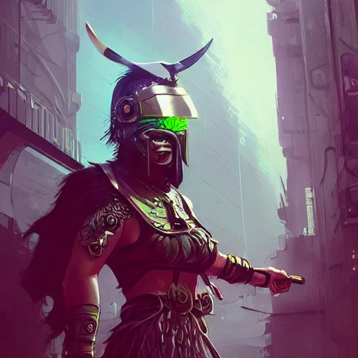 Image similar to cyberpunk viking helmet mask warrior goddess robot ninja fantasy, art gta 5 cover, official fanart behance hd artstation by jesper ejsing, by rhads, makoto shinkai and lois van baarle, ilya kuvshinov, ossdraws