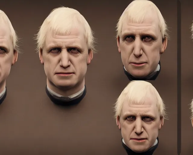 Image similar to boris johnson is voldemort, character art, by various concept artists, redshift render, hyperrealistic face, photorealistic render