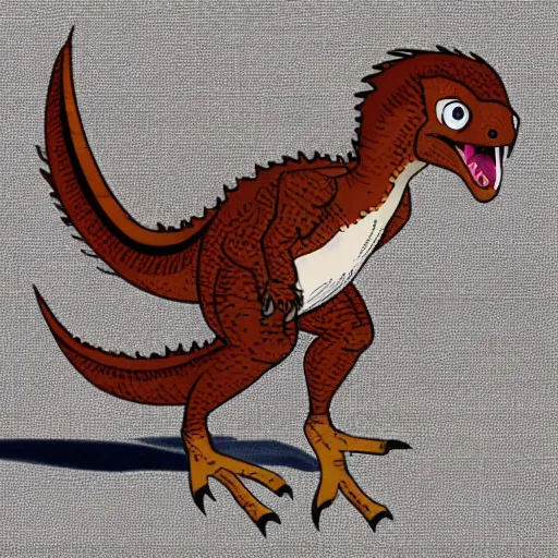 Prompt: cute velociraptor with feathers