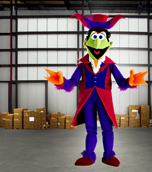 Prompt: count von count from sesame street, in a warehouse