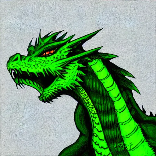 Image similar to green dragon profile picture, commission on furaffinity, high quality illustration