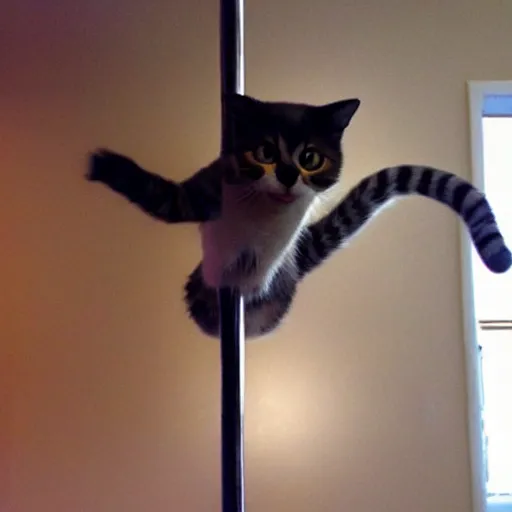 Prompt: poledancing cat