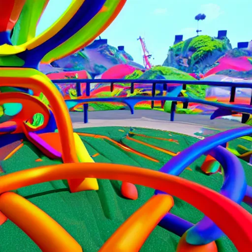 Prompt: : hyperbolic playground with bright colors 8k photorealistic hyperrealistic unity unrealengine