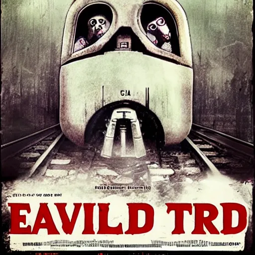 Image similar to horror movie poster based on evil trains