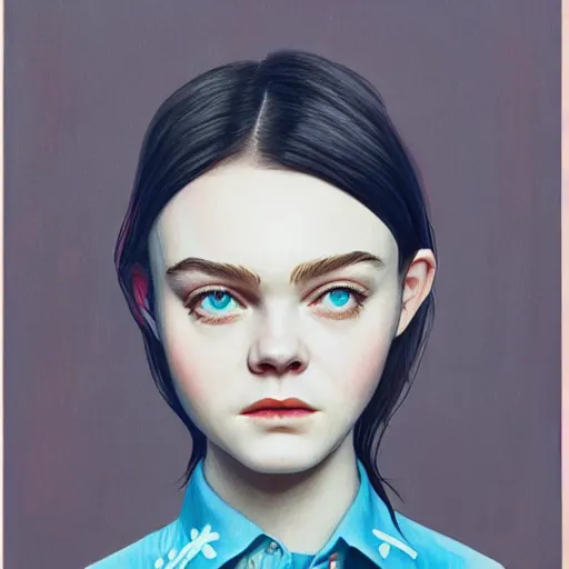 Prompt: Elle Fanning as Johnny Silverhand picture by Sachin Teng, asymmetrical, dark vibes, Realistic Painting , Organic painting, Matte Painting, geometric shapes, hard edges, graffiti, street art:2 by Sachin Teng:4