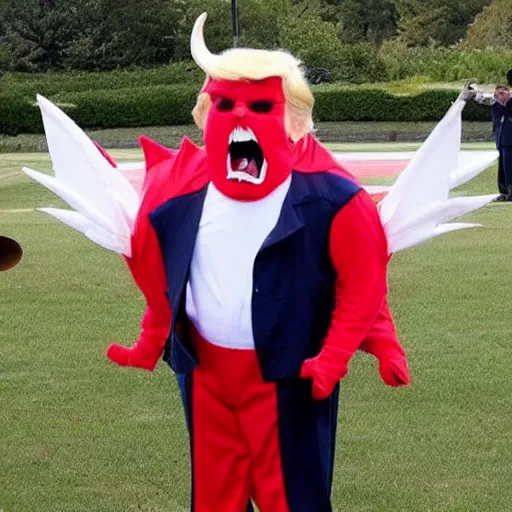 Prompt: donald trump in a child's devil costume