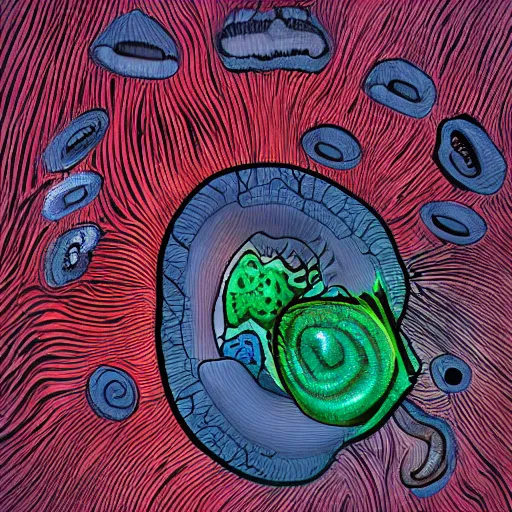 Image similar to 🦑 👁️ 🍄 , abstract art, surrealism, minimalism, not trending on artstation