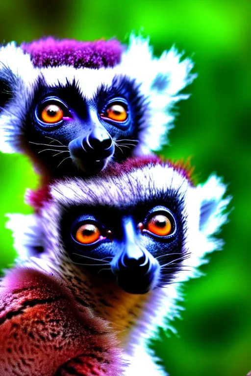 Image similar to 1 0 0 mp samsung ultrahd photo of a cute lemur in the rain at purplehour moonrise