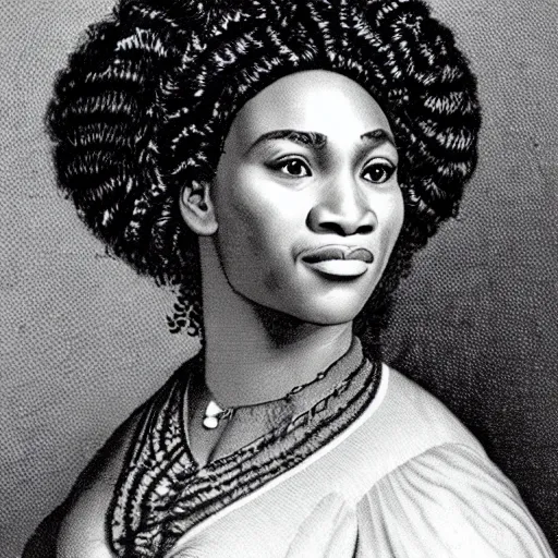 Prompt: serena williams, early american portrait