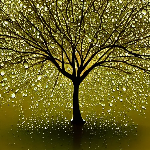 Image similar to a tree with leafs made of droplets of water