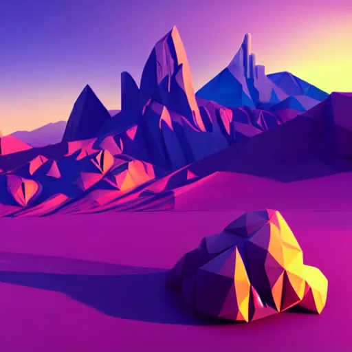 Image similar to super detailed color lowpoly art, big graphic seiner ship on sunset view with mountains, unreal engine, high contrast color palette, 3 d render, lowpoly, colorful, digital art, perspective, full volume composition, syd mead