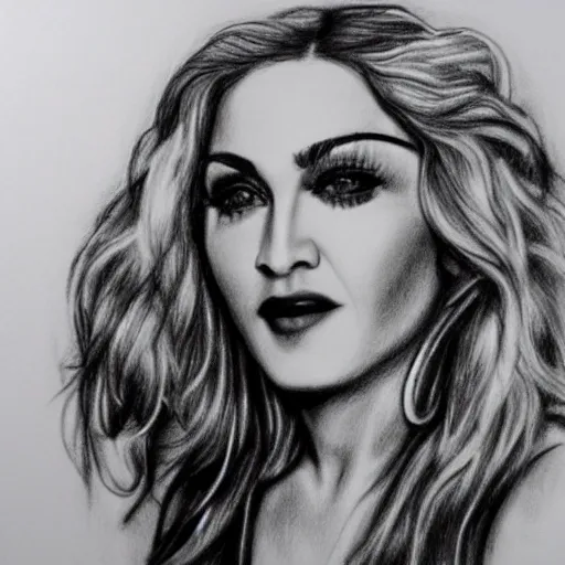 Prompt: Singer Madonna. Pencil drawing.