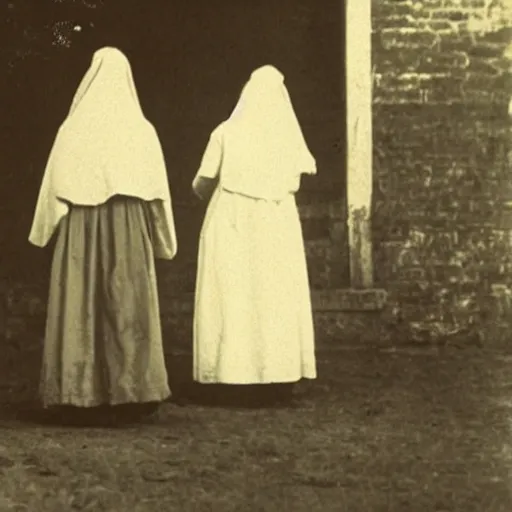 Image similar to nuns at a asylum, creepy, 1 8 0 0 s