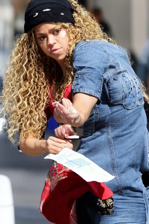 Prompt: Shakira stealing money