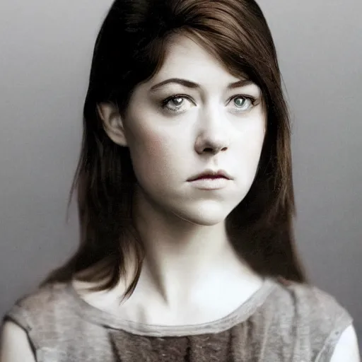 Image similar to a masterpiece portrait photo of a beautiful young woman who looks like a orc mary elizabeth winstead, symmetrical face