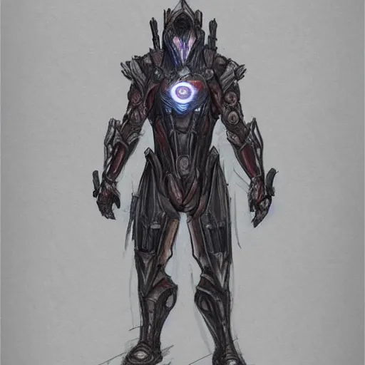 Prompt: warframe the man in the wall, explorer sketch, eldritch journalist, grand scale, intricate detailed