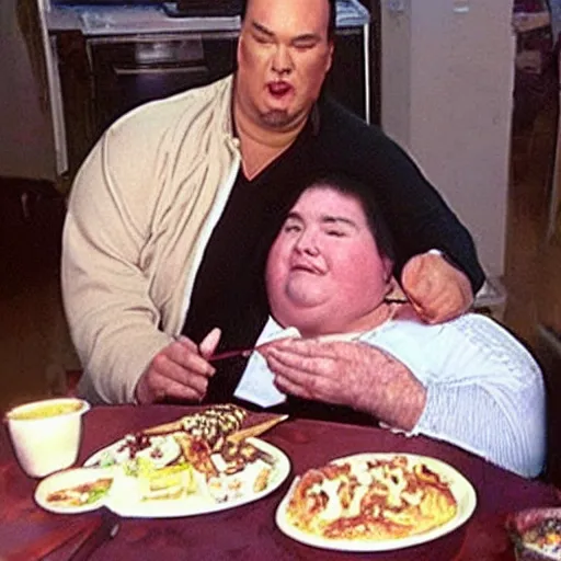 Image similar to obese steven seagal being eaten by grandma