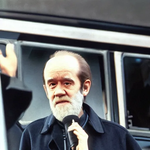 Prompt: george carlin, the president of the united states is george carlin, inauguration photo