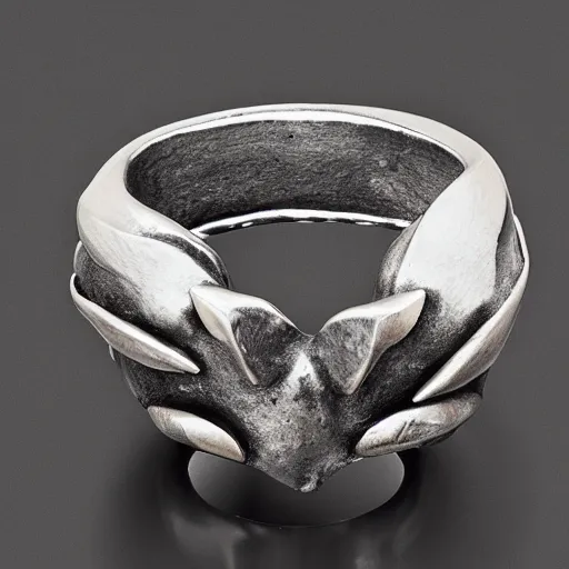 Prompt: a ring made of cast metal designed by leonora carrington