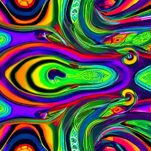 Image similar to falling into a psychedelic fever dreams spiraling patterns