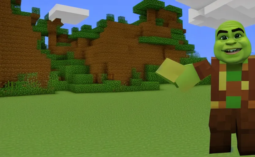 Image similar to shrek minecraft