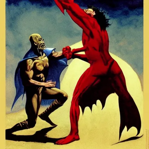 Image similar to nacho libre vs nosferatu, frank frazetta