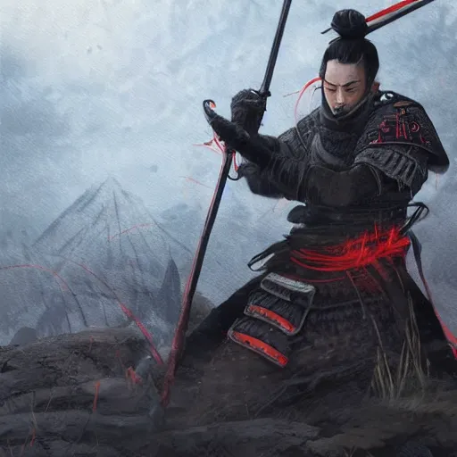 Prompt: fan art of ghost of tsushima