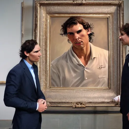 Image similar to nadal looking at a painting of himself